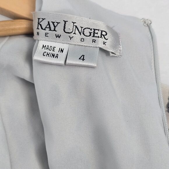 Kay Unger Womens 4 Silk Abstract Animal Print Yellow Gray Black Faux Wrap Dress - Picture 12 of 16